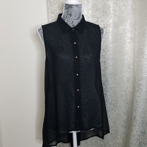 Sheer black sleeveless tunic